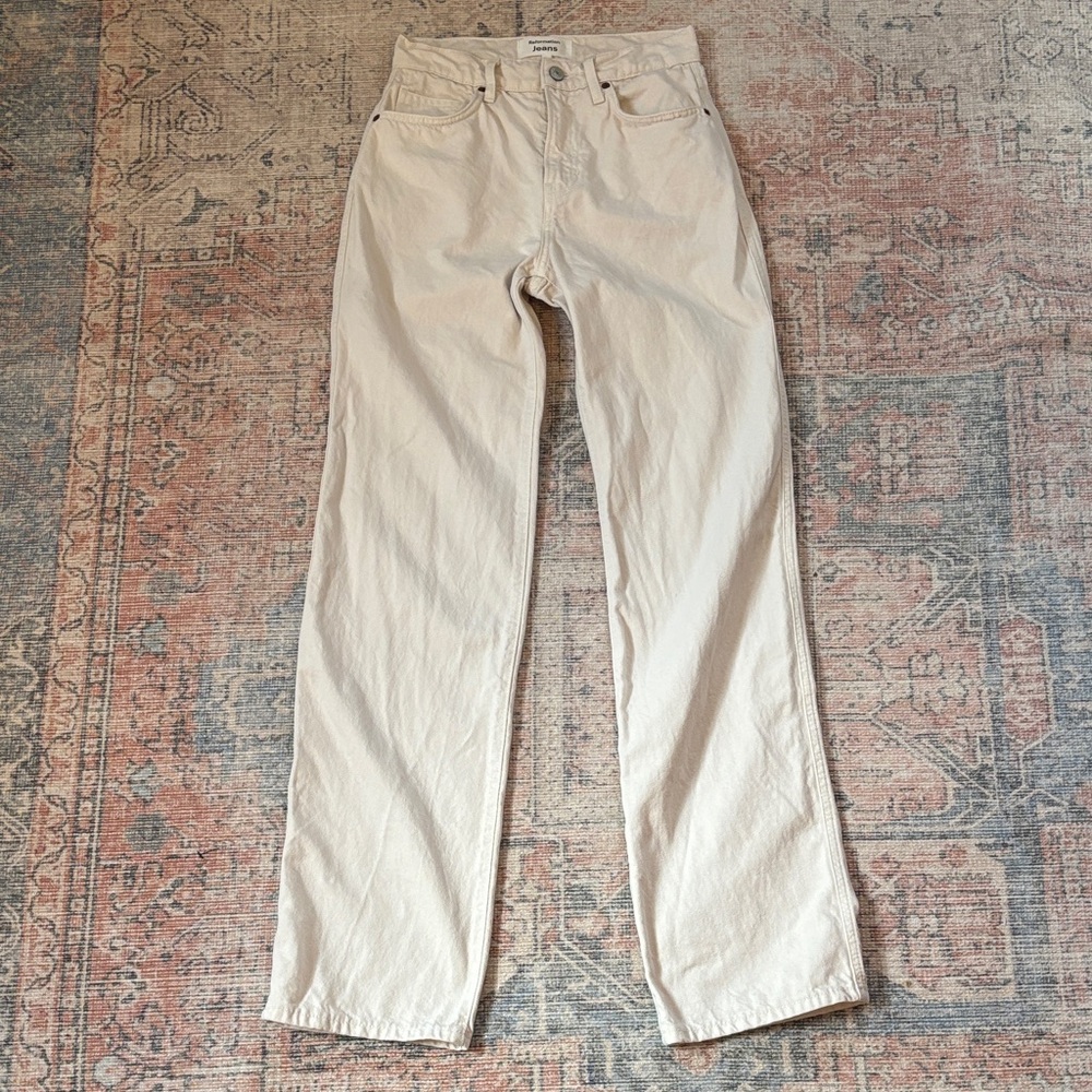 Reformation Val 90s Mid Rise Straight Jeans in Cream Size 24